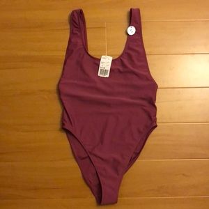 NWT, dark purple one piece swim suit